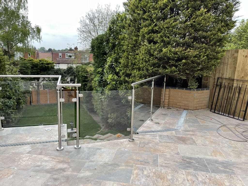 Stainless Steel square post system with 10mm clear toughened glass
