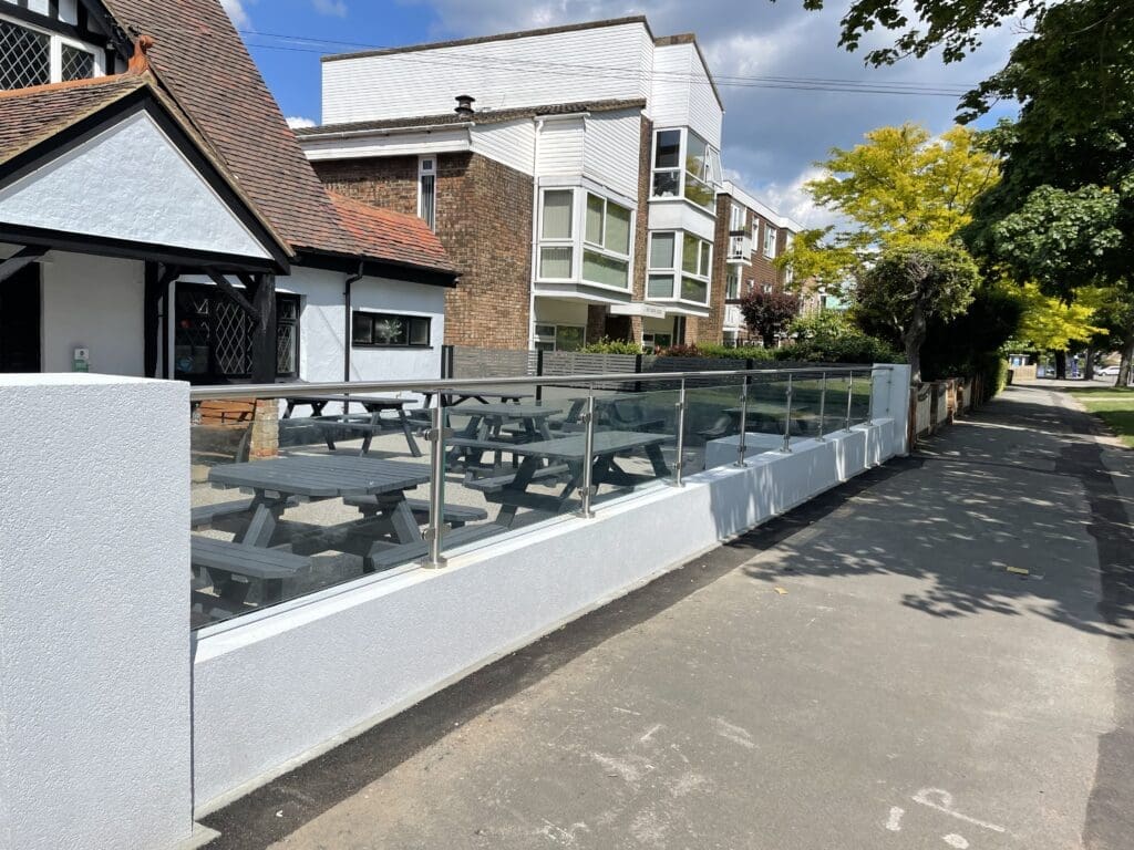 Glass Balustrade Essex 13 Glass Balustrade with 13.5 toughened laminated glass.