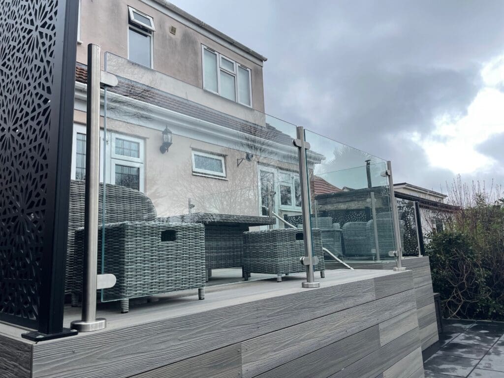 Glass Balustrade For Decking In Essex 2 Free floating glass balustrade