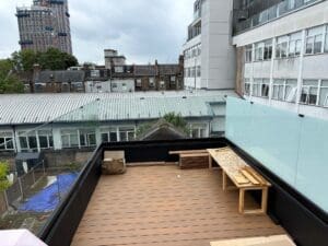 Rooftop frameless glass balustrade - Walthamstow, East London