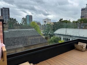 Rooftop frameless glass balustrade - Walthamstow, East London