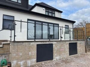 Powder coated finish glass balustrade - Enfield