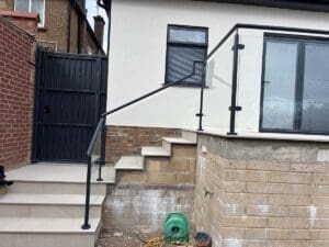 Powder coated finish glass balustrade - Enfield