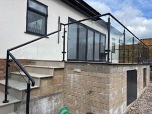 Powder coated finish glass balustrade - Enfield