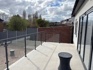 Powder coated finish glass balustrade - Enfield