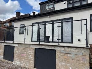 Powder coated finish glass balustrade - Enfield