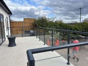 Powder coated finish glass balustrade - Enfield