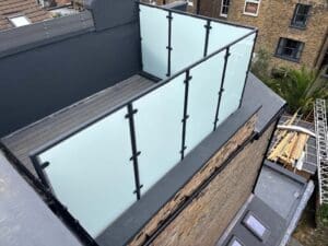 Roof top terrace area glass balustrade privacy screen - Dulwich, SW london
