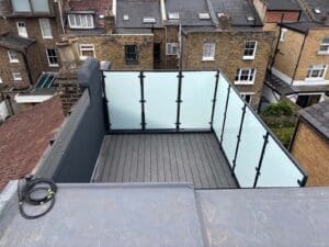 Roof top terrace area glass balustrade privacy screen - Dulwich, SW london