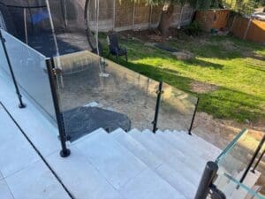 Black powder coated patio glass balustrade - Chigwell, Essex